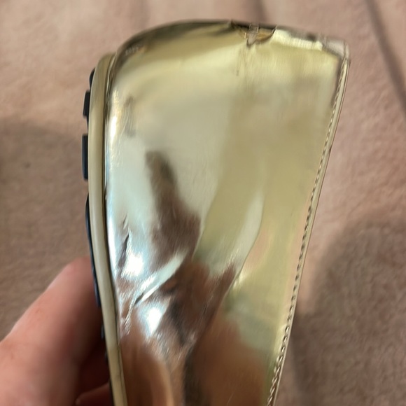 AUTHENTIC JIMMY CHOO GOLD FLATS SZ 41 - Picture 9 of 13